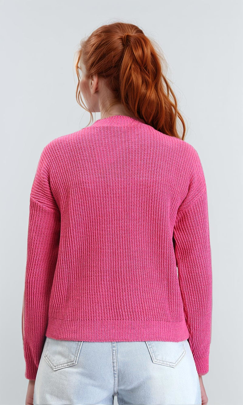 R211181 - Slip On Casual Knitted Pullover - Fuchsia