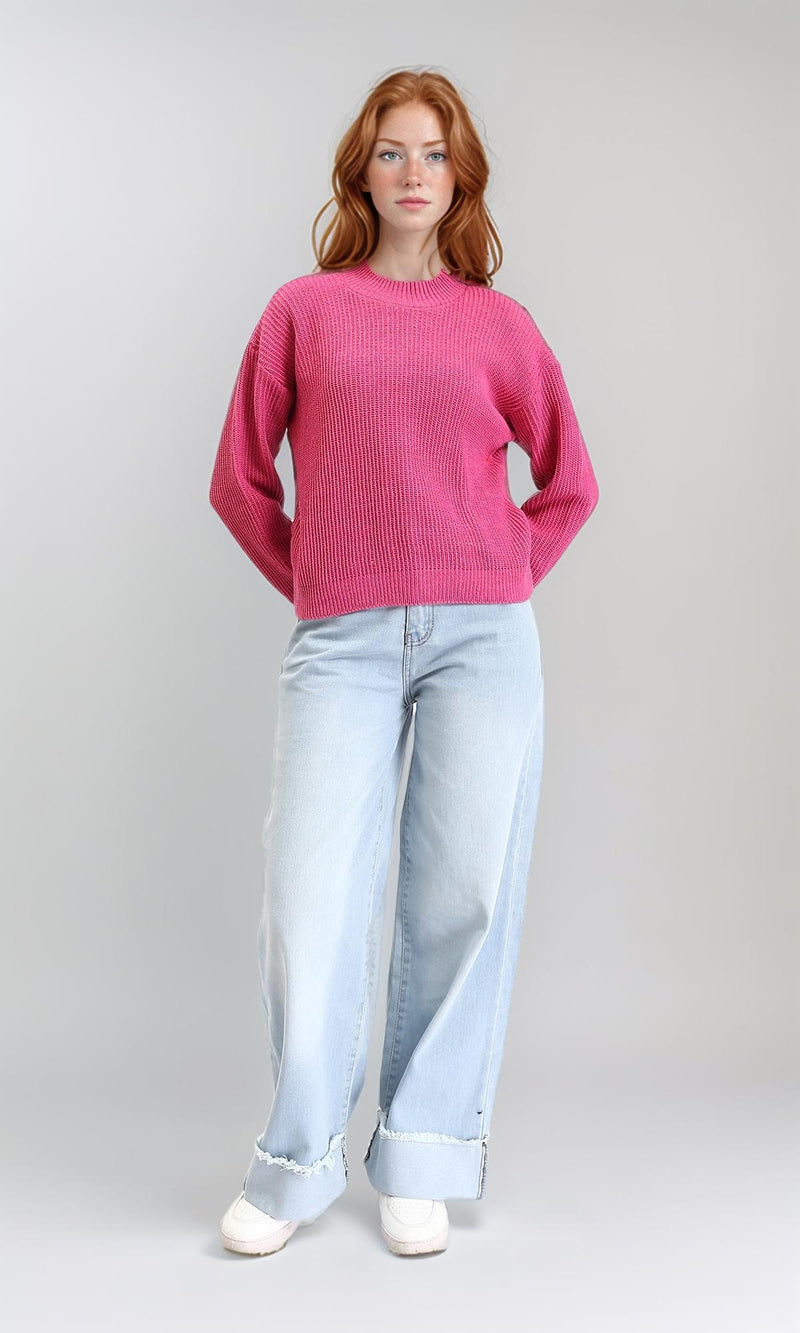 R211181 - Slip On Casual Knitted Pullover - Fuchsia
