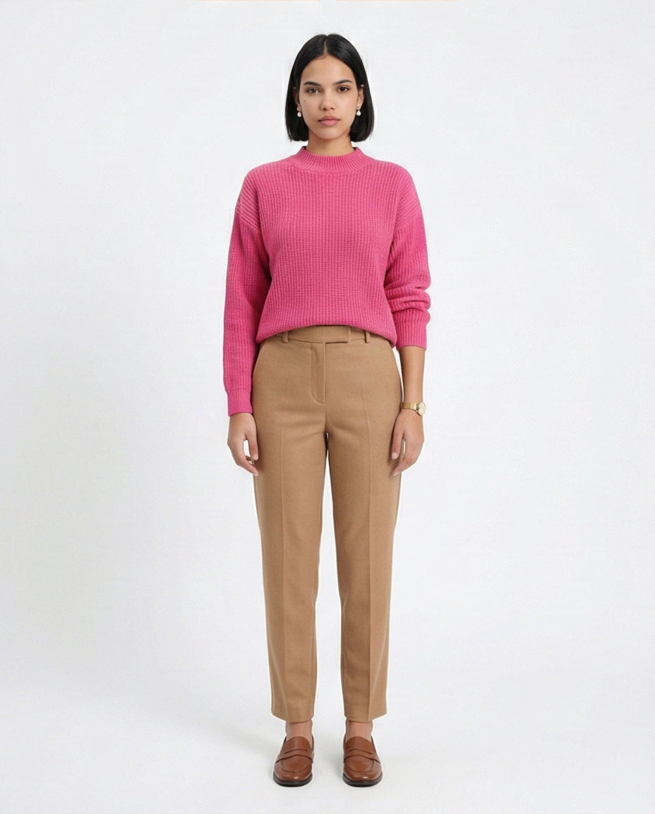R211181 - Slip On Casual Knitted Pullover - Fuchsia