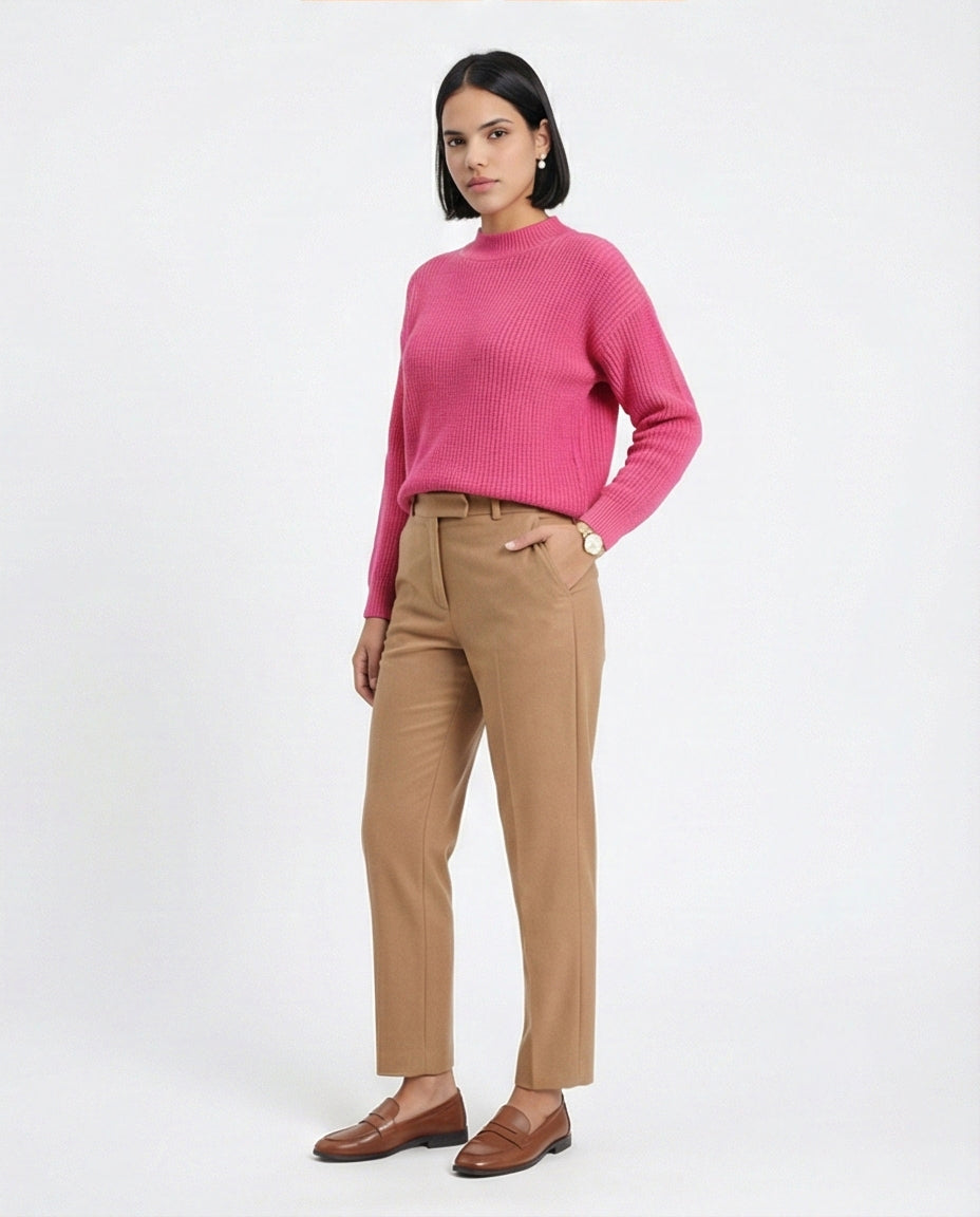 R211181 - Slip On Casual Knitted Pullover - Fuchsia