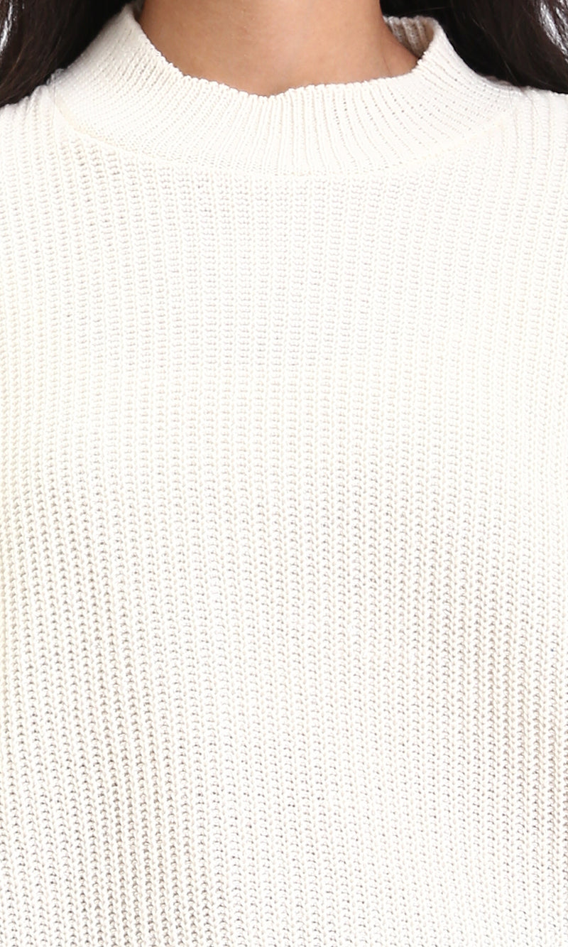 R211182 - Slip On Casual Knitted Pullover - Off-White