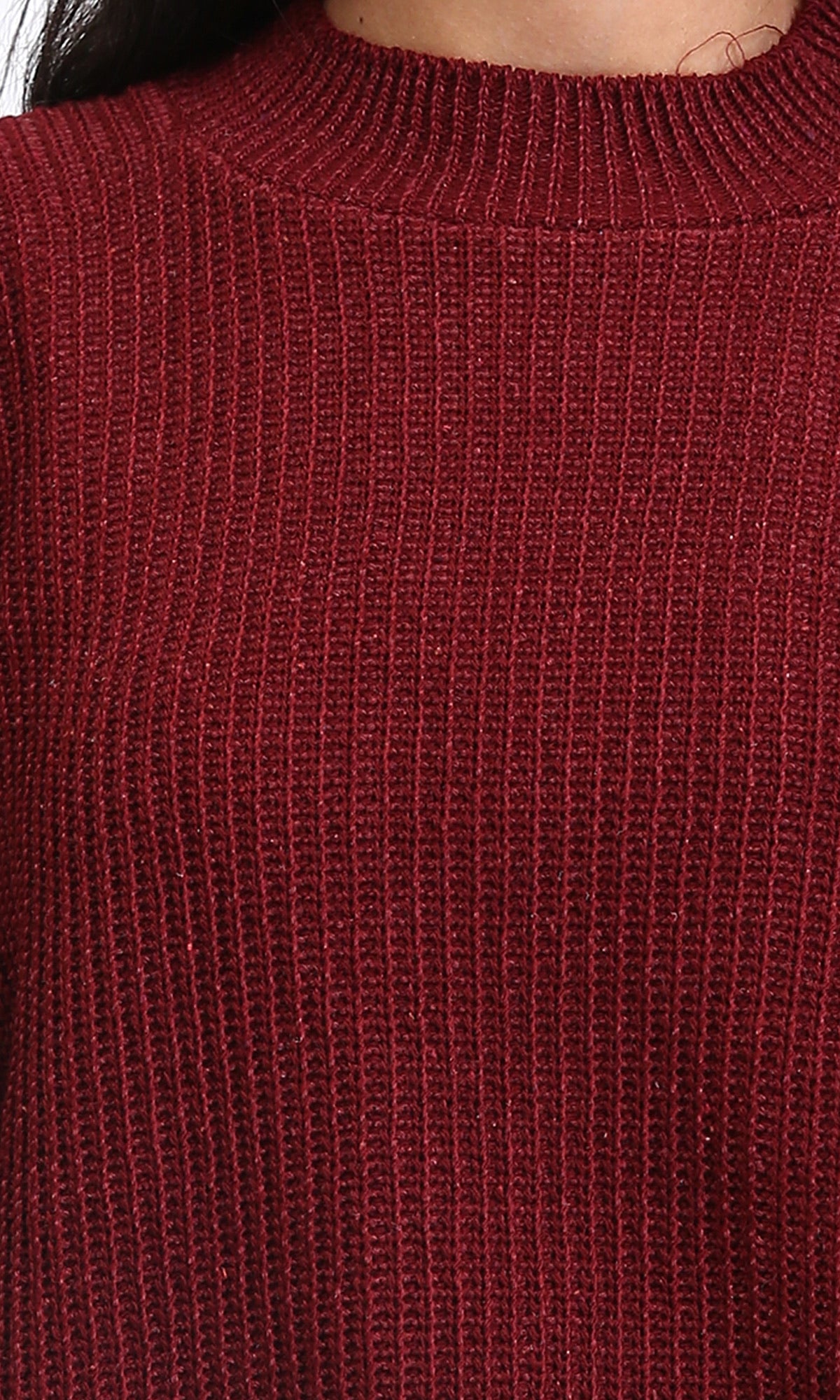 R211183 - Slip On Casual Knitted Pullover - Burgundy