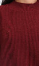 R211183 - Slip On Casual Knitted Pullover - Burgundy