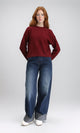 R211183 - Slip On Casual Knitted Pullover - Burgundy
