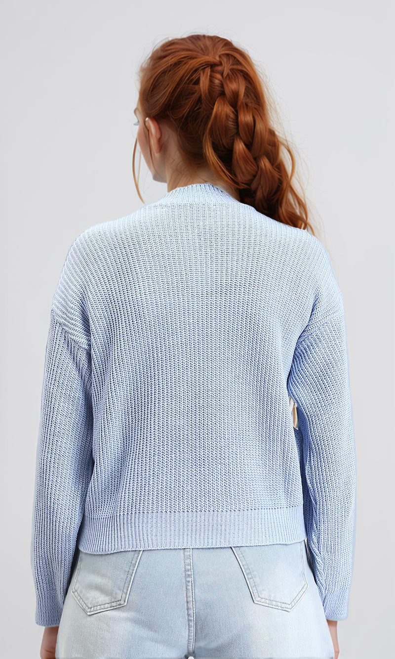R211184 - Slip On Casual Knitted Pullover - Pastel Blue