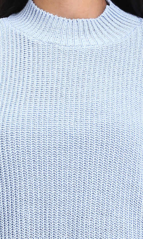 R211184 - Slip On Casual Knitted Pullover - Pastel Blue