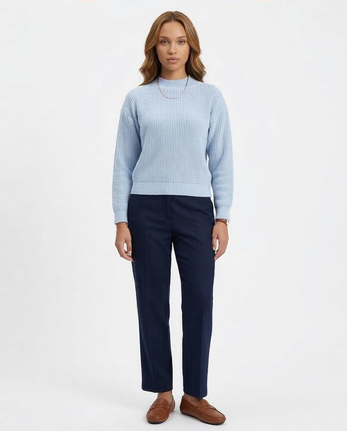 Ravin Women's Textured Mock-Neck Relaxed Knit Sweater – Ice Blue - R211184