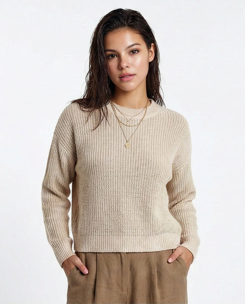Slip On Casual Knitted Pullover - Pastel Beige