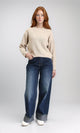 R211185 - Slip On Casual Knitted Pullover - Pastel Beige