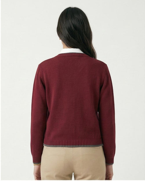 Ravin Men’s Contrast-Trim Knit Cardigan – Burgundy & Charcoal - R211189