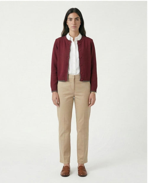 Ravin Men’s Contrast-Trim Knit Cardigan – Burgundy & Charcoal - R211189