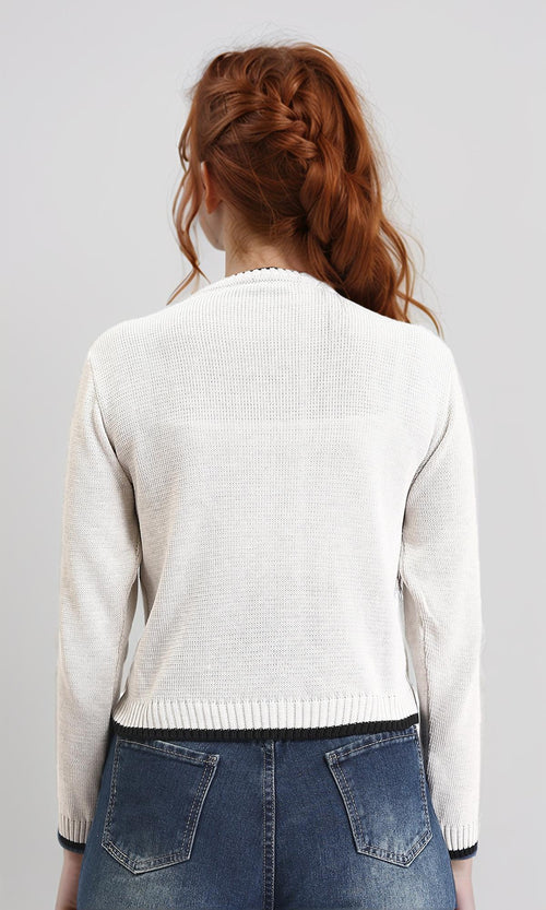 R211190 - Full Buttons Down Winter Cardigan - Light Grey