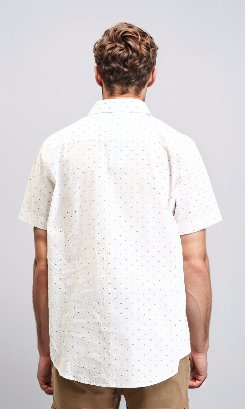 R211191 - Regular Fit Short Sleeves Dotted Shirt - White