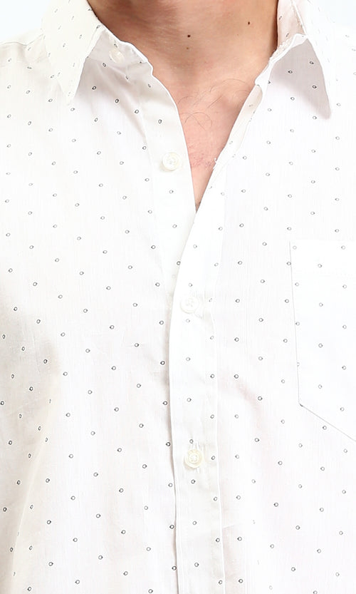 R211191 - Regular Fit Short Sleeves Dotted Shirt - White