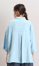 R211195 - 3/4 Sleeves Relaxed Textured Shirt - Aqua