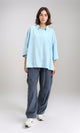 R211195 - 3/4 Sleeves Relaxed Textured Shirt - Aqua