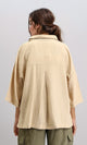 R211196 - 3/4 Sleeves Relaxed Textured Shirt - Dark Beige