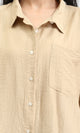 R211196 - 3/4 Sleeves Relaxed Textured Shirt - Dark Beige