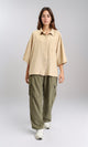 R211196 - 3/4 Sleeves Relaxed Textured Shirt - Dark Beige