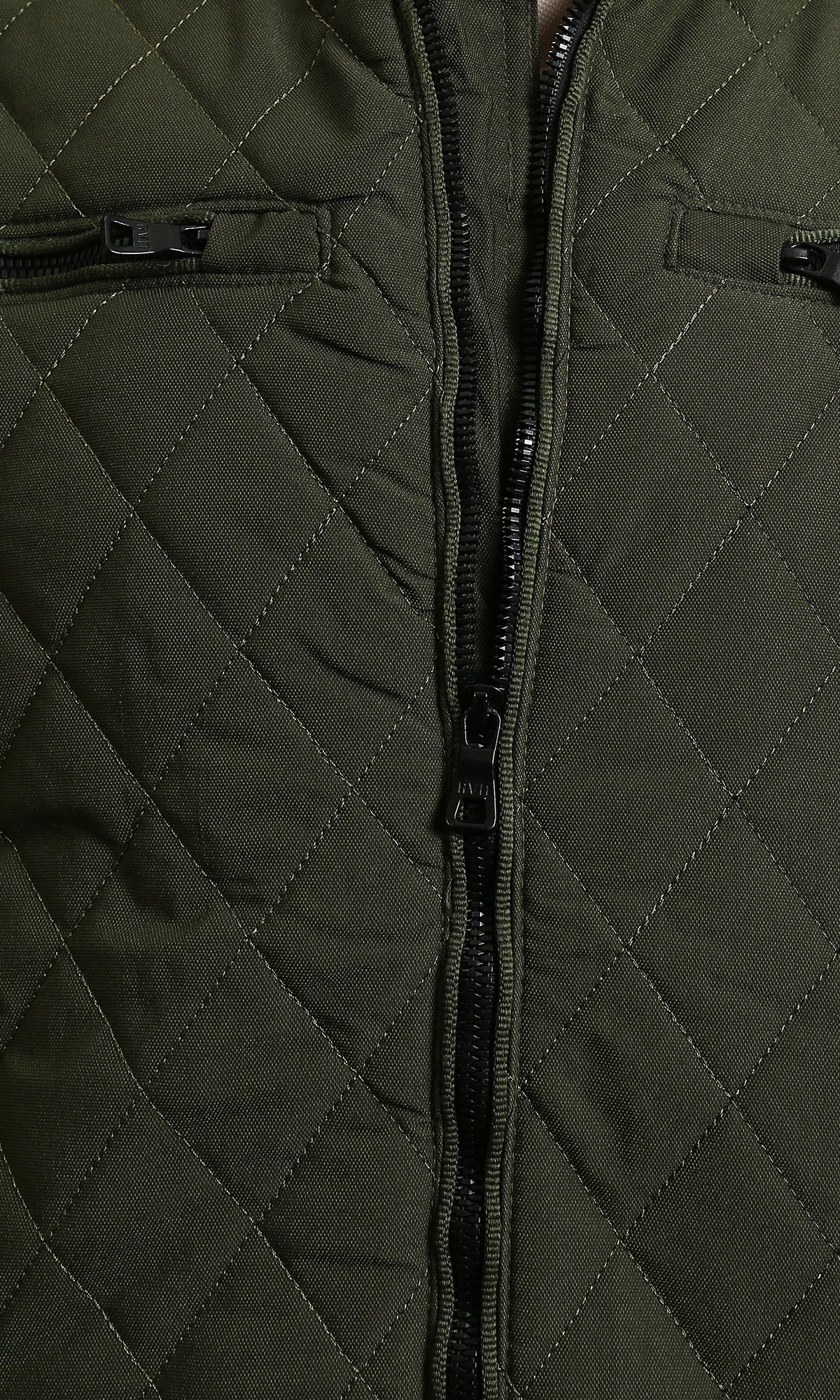 Olive Quilted Mock Neck Jacket