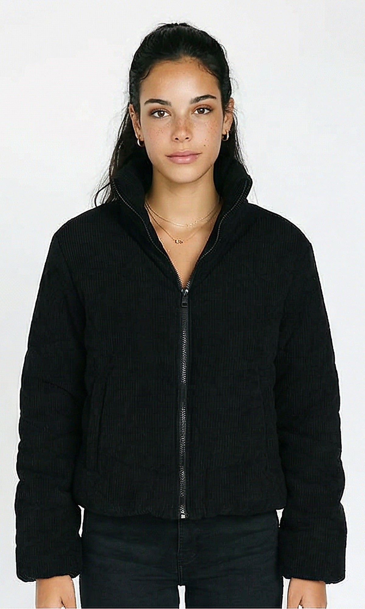 Long Sleeves Solid Winter Jacket - Black