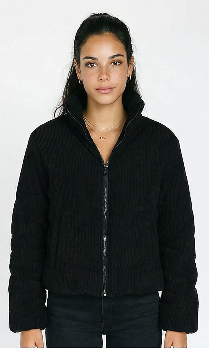 Long Sleeves Solid Winter Jacket - Black