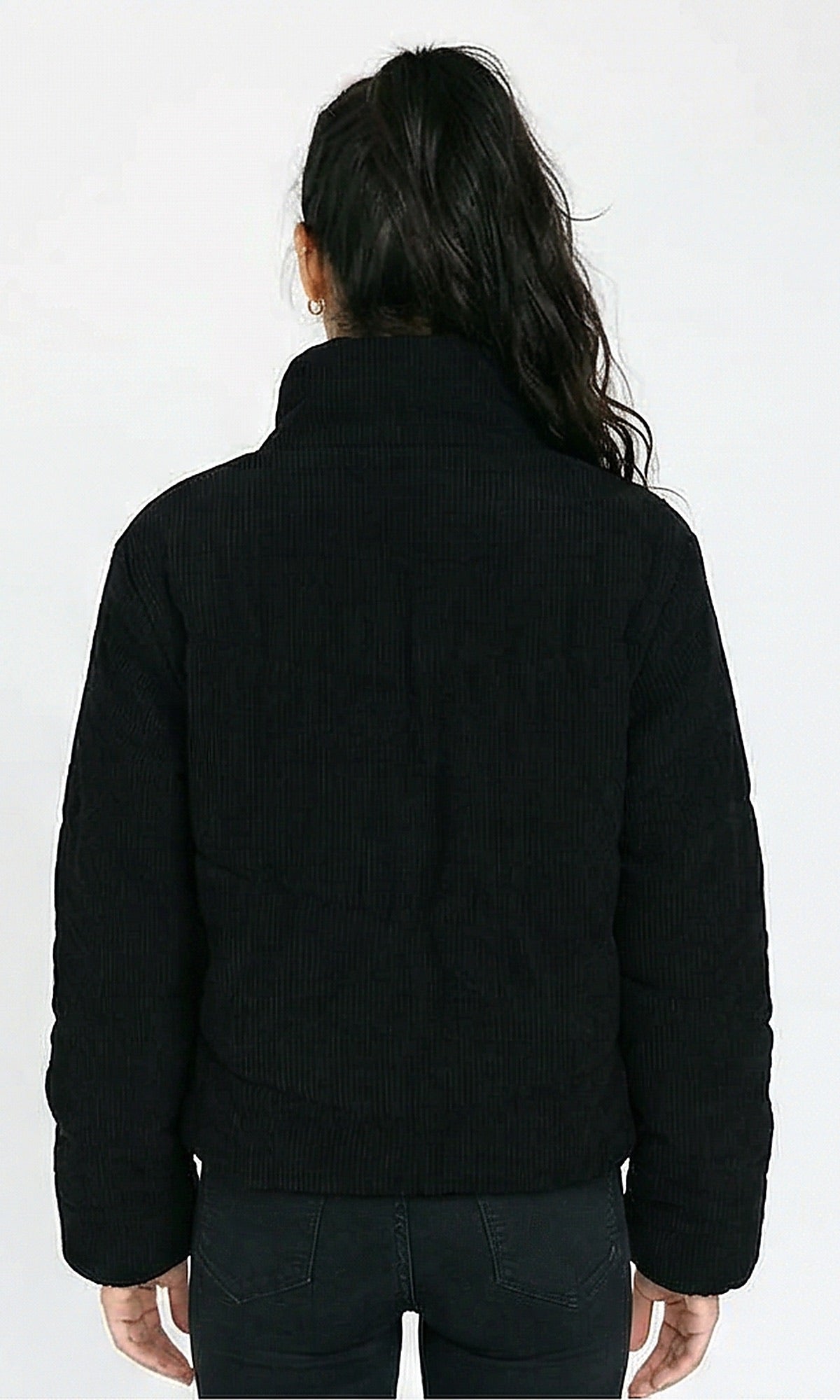 R211240 - Long Sleeves Solid Winter Jacket - Black