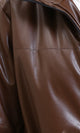 R211244 - Shiny Long Jacket with Stand Collar - Brown
