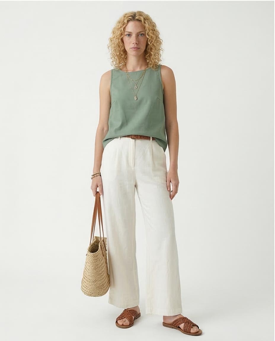 - Ravin Women's Sage Green Sleeveless Shell Top - R211291