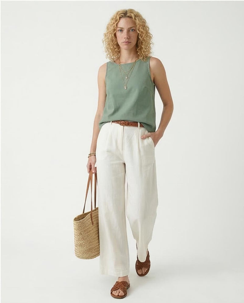 - Ravin Women's Sage Green Sleeveless Shell Top - R211291