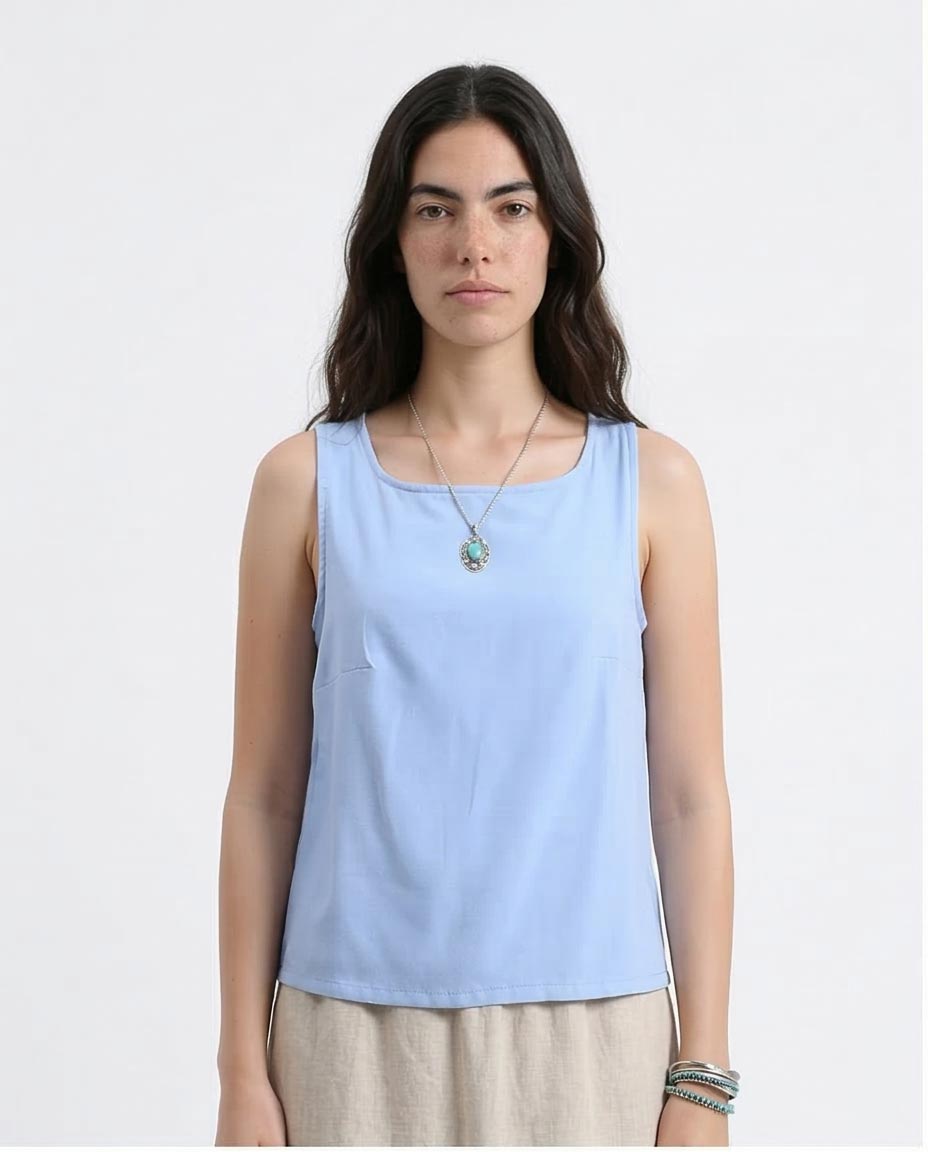 Ravin Women's Sleeveless Square Neck Shell Top - Cornflower Blue