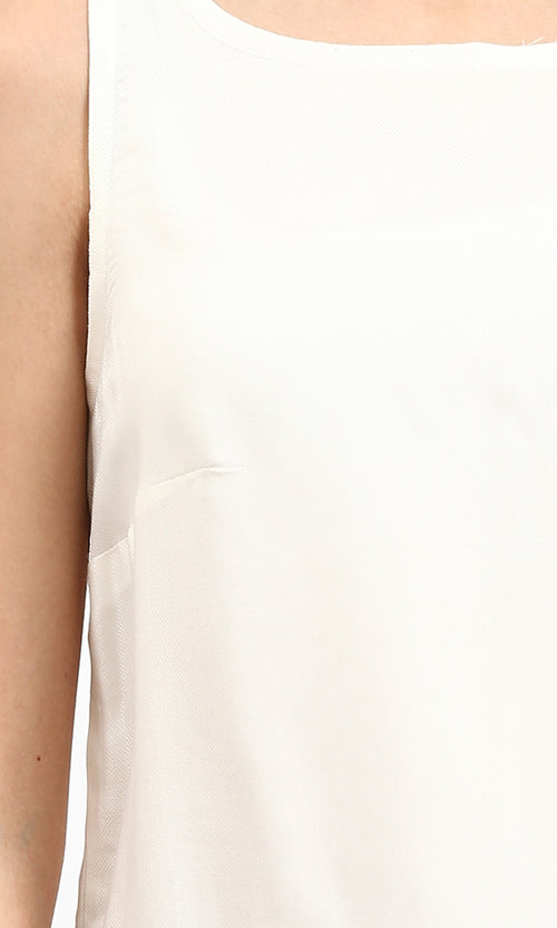 R211293 - Basic Sleeveless Crew Neck Blouse - White