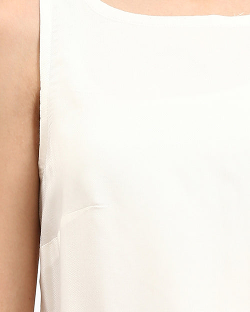 Ravin Sleeveless Round-Neck Shell Top with Keyhole Back - Off-White - R211293