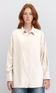 R211295 - Solid Long Shirt with Classic Collar - Beige