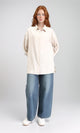 R211295 - Solid Long Shirt with Classic Collar - Beige