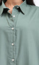 R211297 - Solid Long Shirt with Classic Collar - Dark Mint
