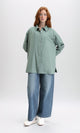 R211297 - Solid Long Shirt with Classic Collar - Dark Mint