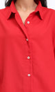 R211298 - Solid Long Shirt with Classic Collar - Red