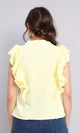 R211300 - Ruffled Sleeveless Buttoned Blouse - Yellow