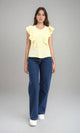 R211300 - Ruffled Sleeveless Buttoned Blouse - Yellow
