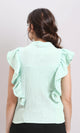 R211301 - Ruffled Sleeveless Buttoned Blouse - Pastel Mint