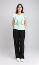 R211301 - Ruffled Sleeveless Buttoned Blouse - Pastel Mint