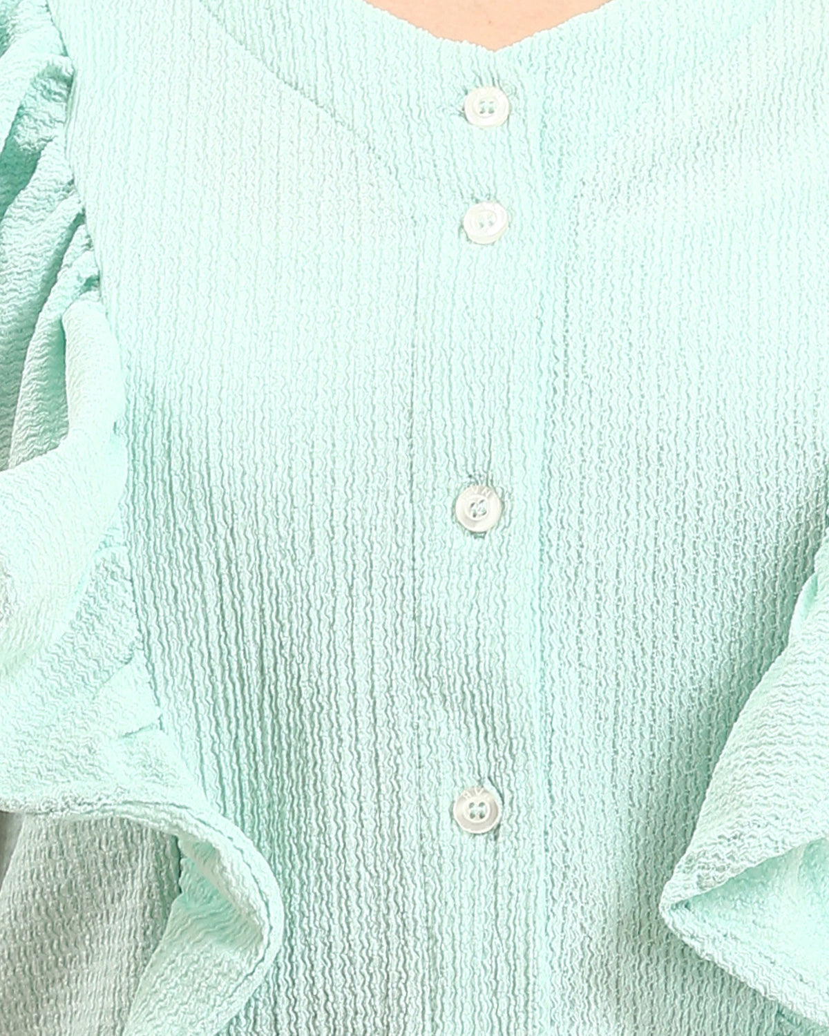Ravin Women’s Ruffle-Trim Seersucker Sleeveless Blouse – Mint Green R211301