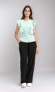 R211301 - Ruffled Sleeveless Buttoned Blouse - Pastel Mint