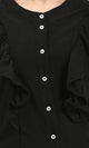 R211303 - Ruffled Sleeveless Buttoned Blouse - Black