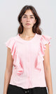 R211304 - Ruffled Sleeveless Buttoned Blouse - Light Coral