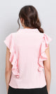 R211304 - Ruffled Sleeveless Buttoned Blouse - Light Coral