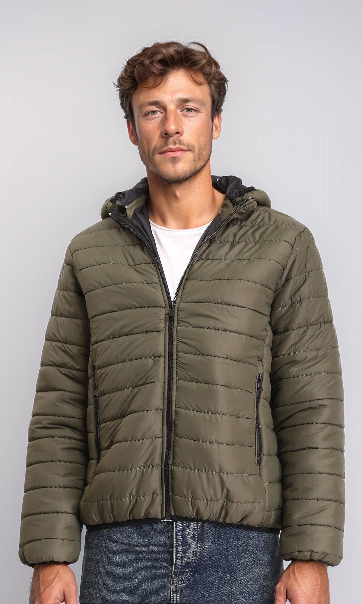 Coziness Regular Fit Puffer Jacket - Dark Khaki