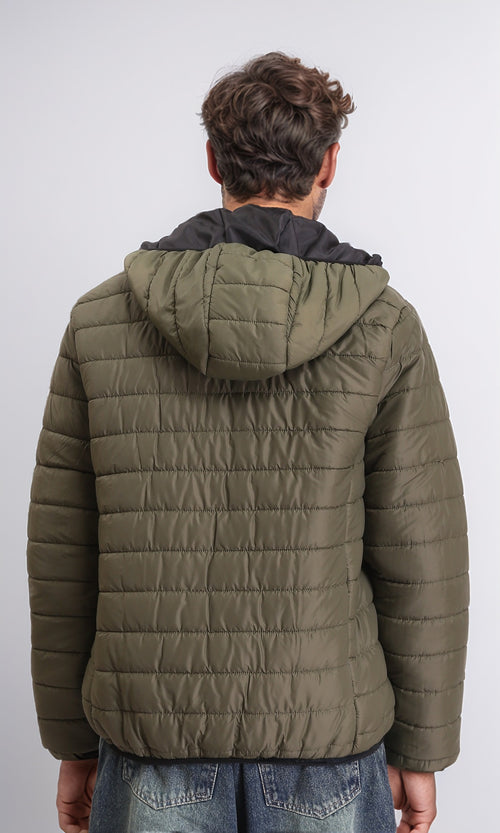 R211343 - Coziness Regular Fit Puffer Jacket - Dark Khaki