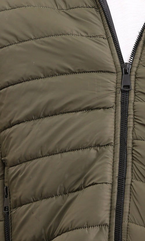 R211343 - Coziness Regular Fit Puffer Jacket - Dark Khaki